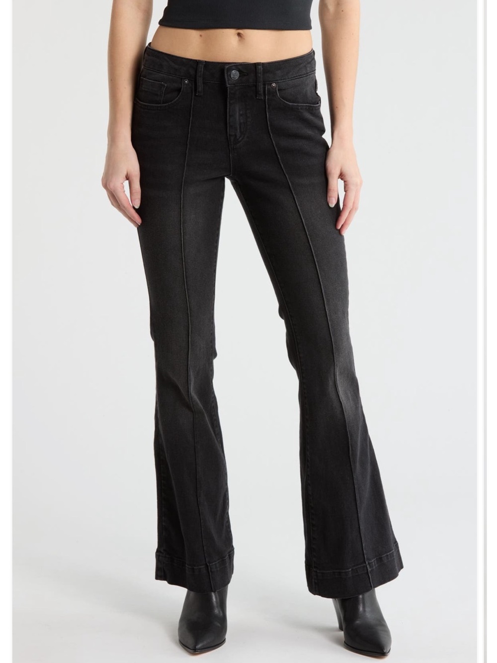 Vigoss Pintuck Black Flared Seam-Front Jeans 🆕